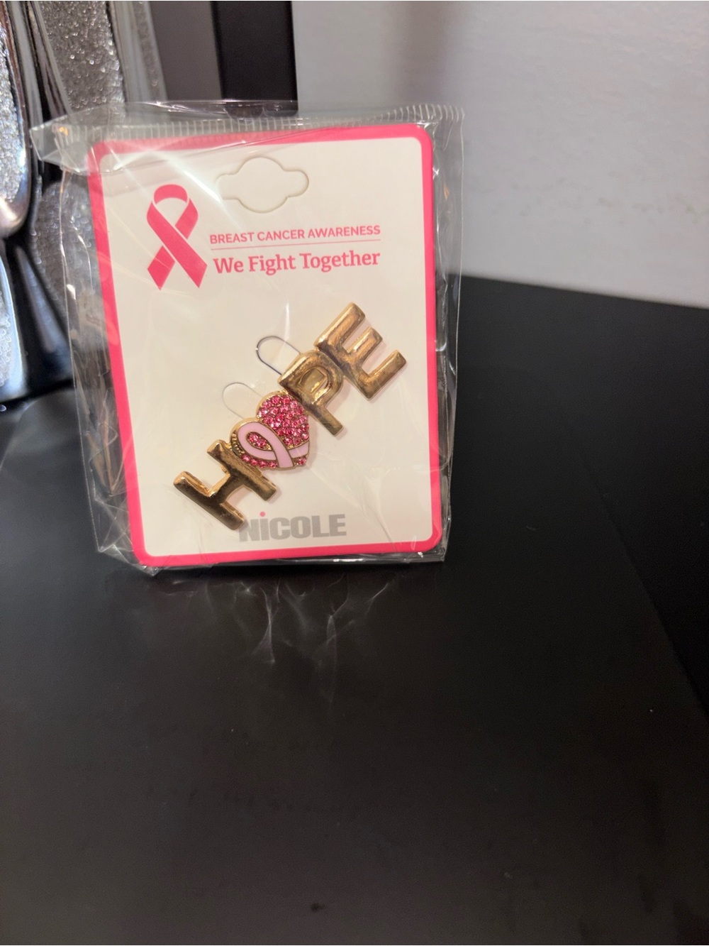 Nicole "HOPE" Pink Ribbon Breast Cancer Awareness Brooch Pin – NWT 🎀✨